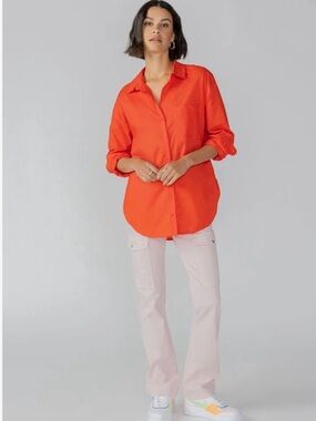 Sanctuary $89 NWT Slit Back Tunic Orange S P2P 20-21” Sustainable 100% Cotton